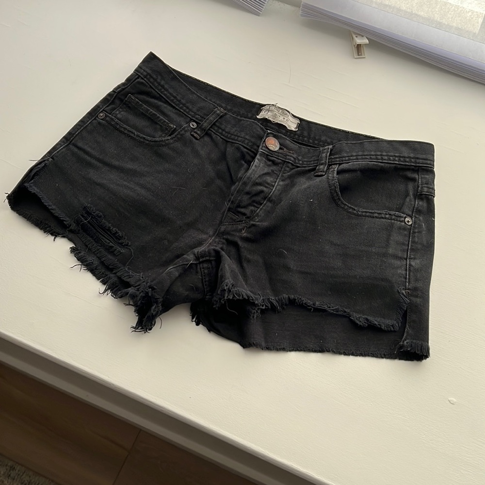 Free People Black denim Cutoffs